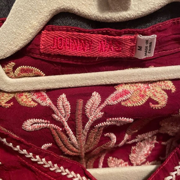 Johnny Was Embroidered Red Floral Bouse - Picture 3 of 3